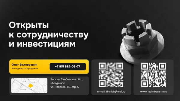 Слайд содержит информацию о сотрудничестве и инвестициях, включает контактные данные, QR-коды и карту с указанием местоположения.
